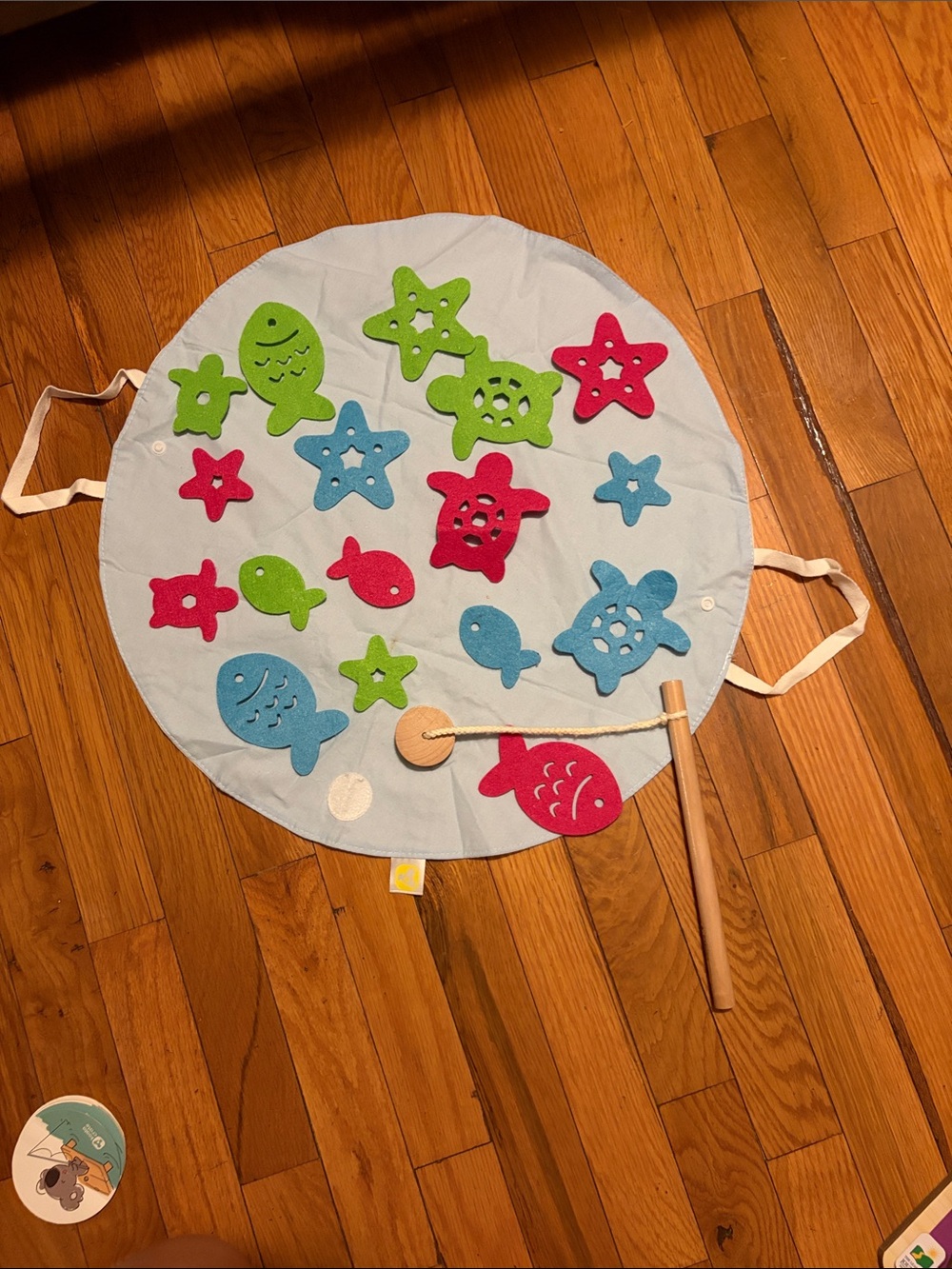 Kids Magnetic Fishing Game Set - Blue with Red, Green, and Blue Fish